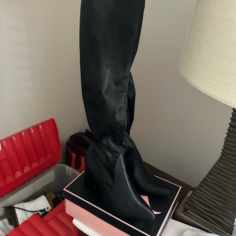 Over the knee satin boots